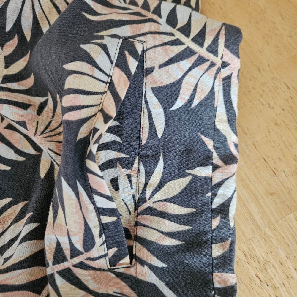 Faherty Isha Linen Blend Mini Dress in Tropical Palm Pintuck Bodice Size L EUC - Picture 6 of 9